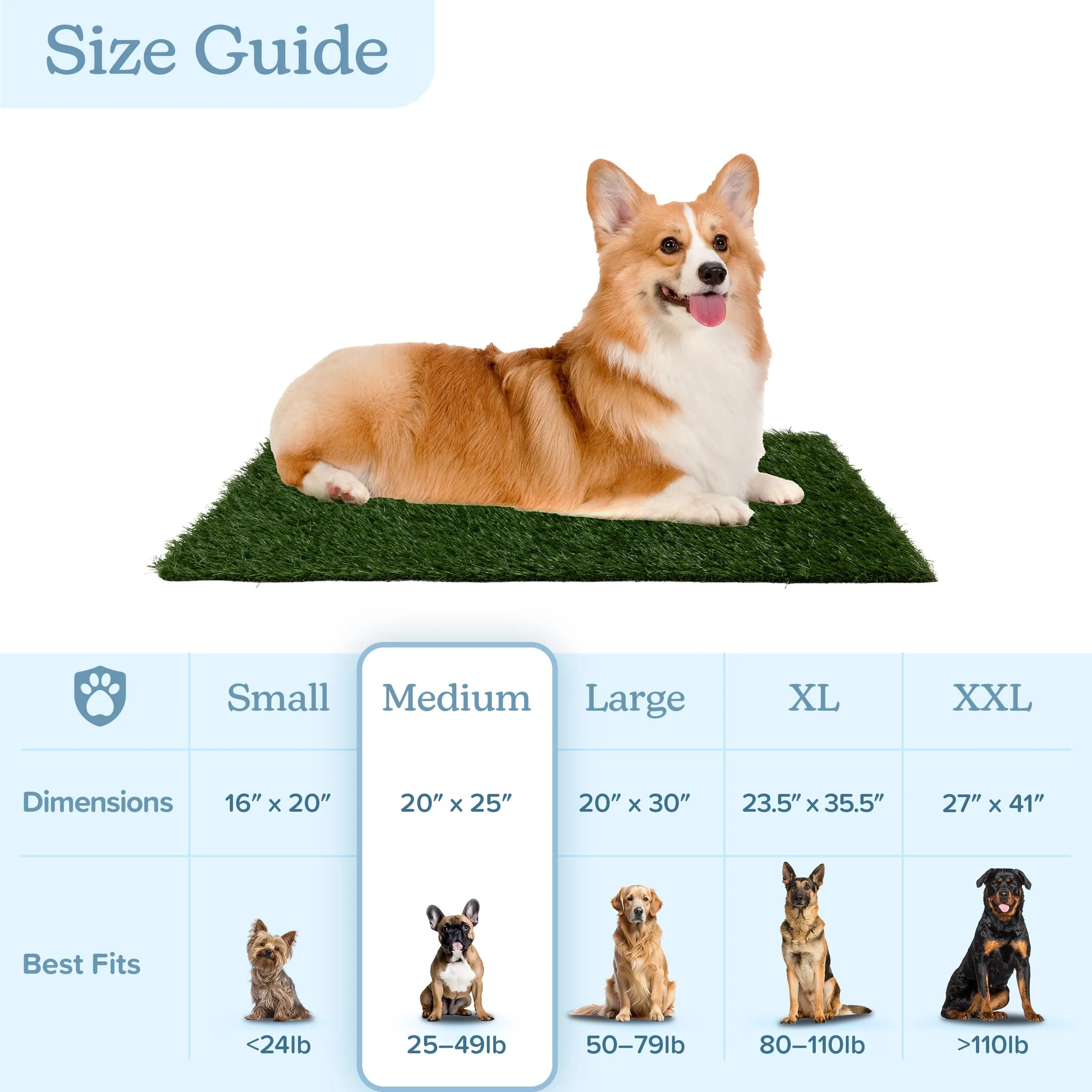 Pee Pads for Dogs - Set of Three 23x18.5-Inch Replacement Turf Grass Mats for Potty Training - Dog Housebreaking Supplies for Small Pets by PETMAKER, Green, Medium - new