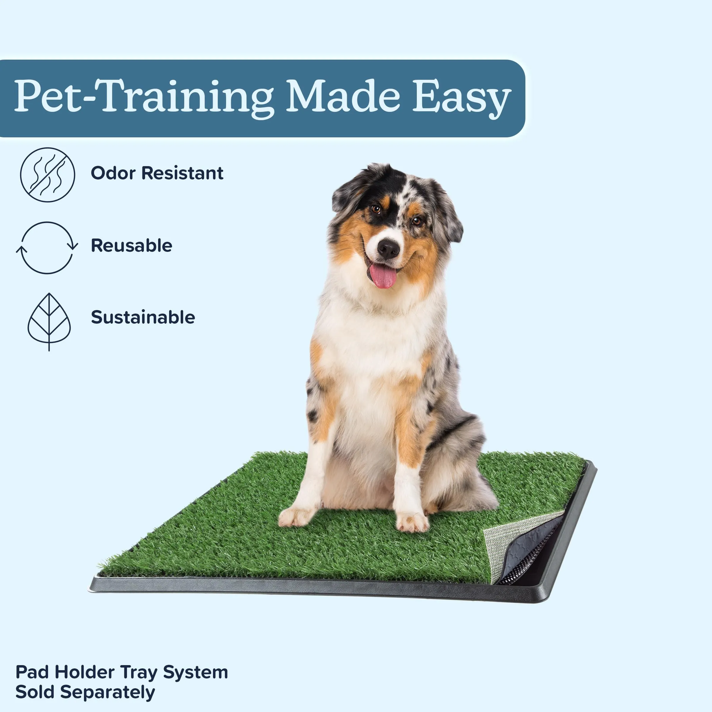 Pee Pads for Dogs - Set of Three 23x18.5-Inch Replacement Turf Grass Mats for Potty Training - Dog Housebreaking Supplies for Small Pets by PETMAKER, Green, Medium - new