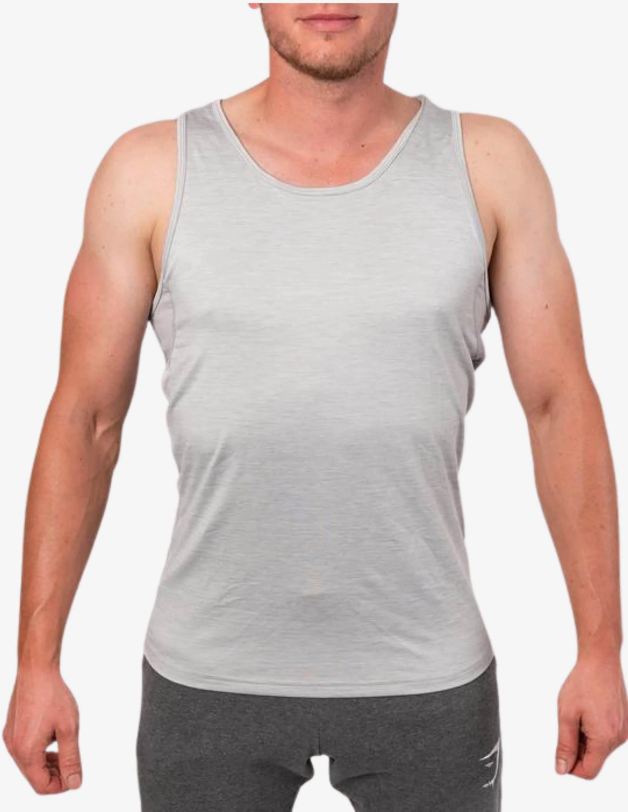 Perforated Longline Tank Light Grey