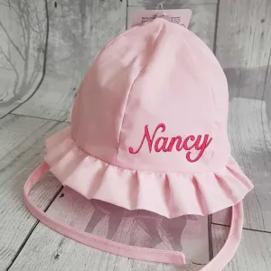 Personalised Sun Hat - Pink - Baby Girl