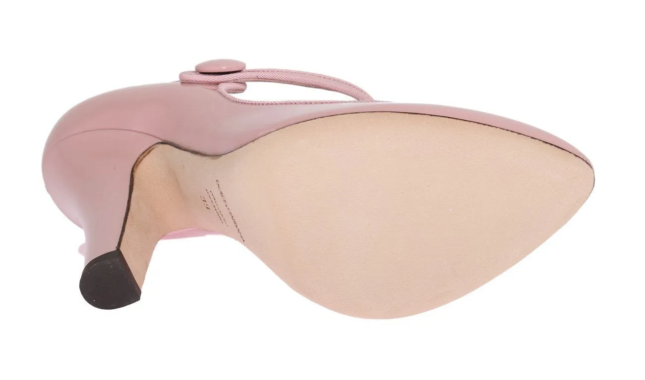 Pink Heels Mary Janes Leather Pumps