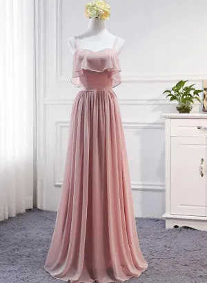 Pink Simple Chiffon A-line Bridesmaid Dress , Party Dress, Pink Party Dresses