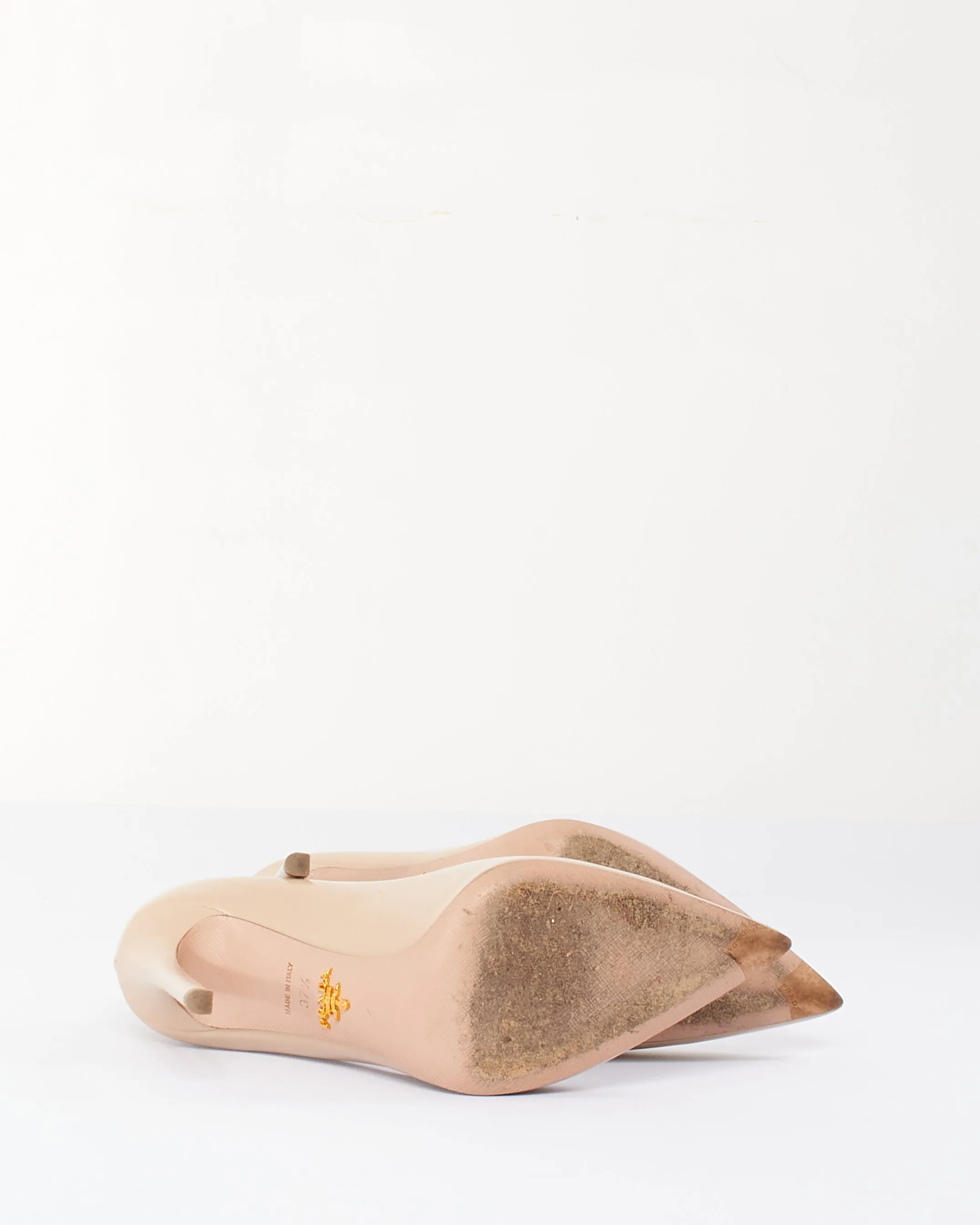Prada Beige Shiny Leather Calzature Donna 100mm Pumps - 37.5