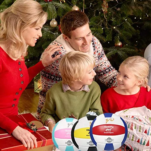 Premium Volleyball - Waterproof Indoor/Outdoor Official Volleyball for Boys/Girls, Gift for Birthday, Xmas Dayï¼Ë†Pinkï¼Å’Blueï¼Å’Whiteï¼â€°