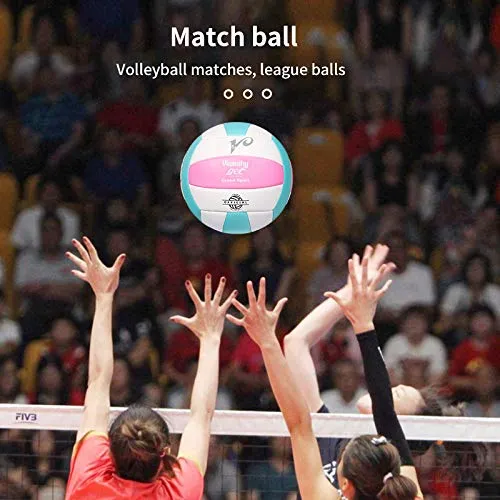 Premium Volleyball - Waterproof Indoor/Outdoor Official Volleyball for Boys/Girls, Gift for Birthday, Xmas Dayï¼Ë†Pinkï¼Å’Blueï¼Å’Whiteï¼â€°