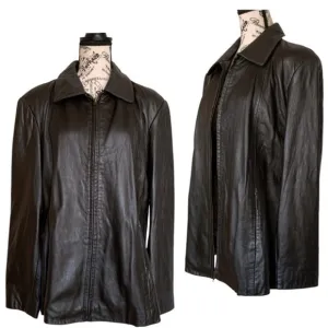 Preswick &amp; Moore Vintage Leather Jacket Y2K Zip Up Moto Brown Size 1X