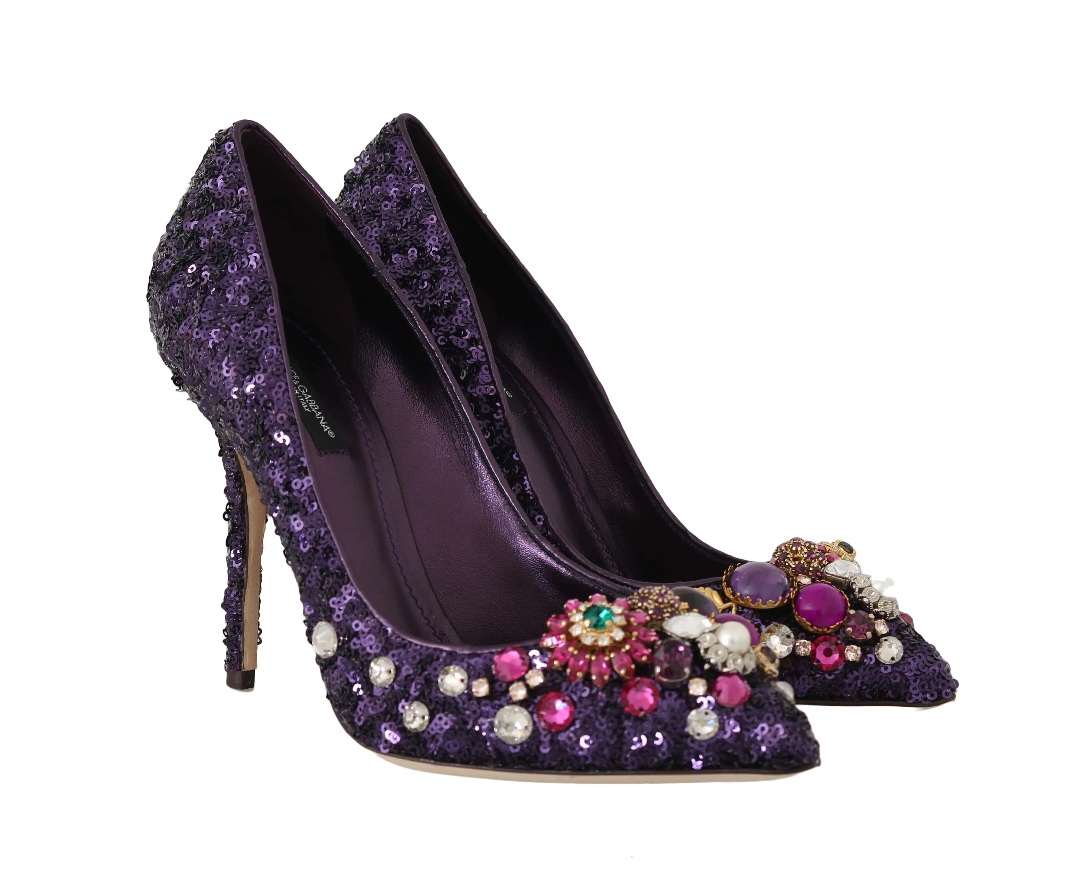 Purple Sequined Leather Crystal