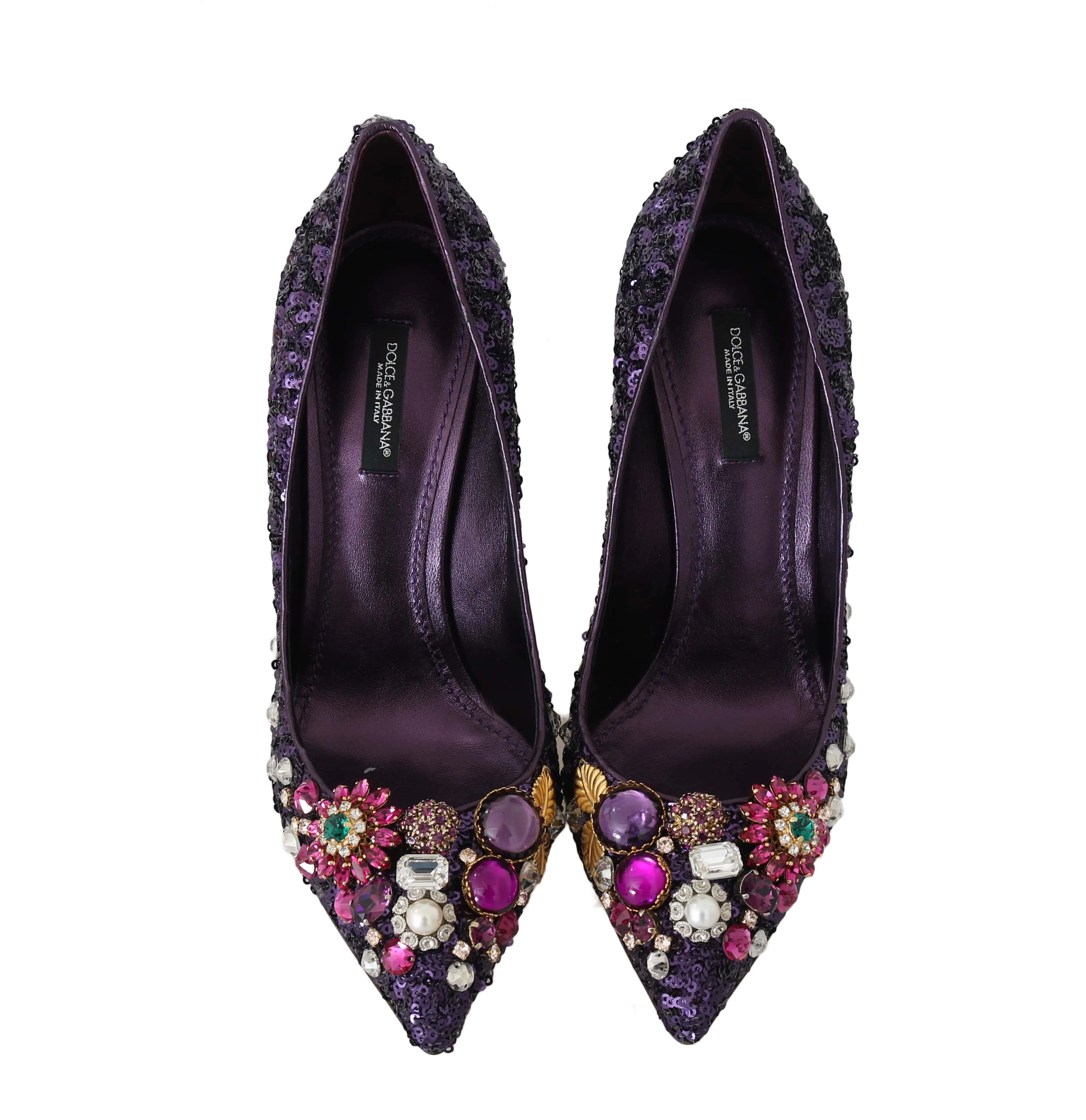 Purple Sequined Leather Crystal