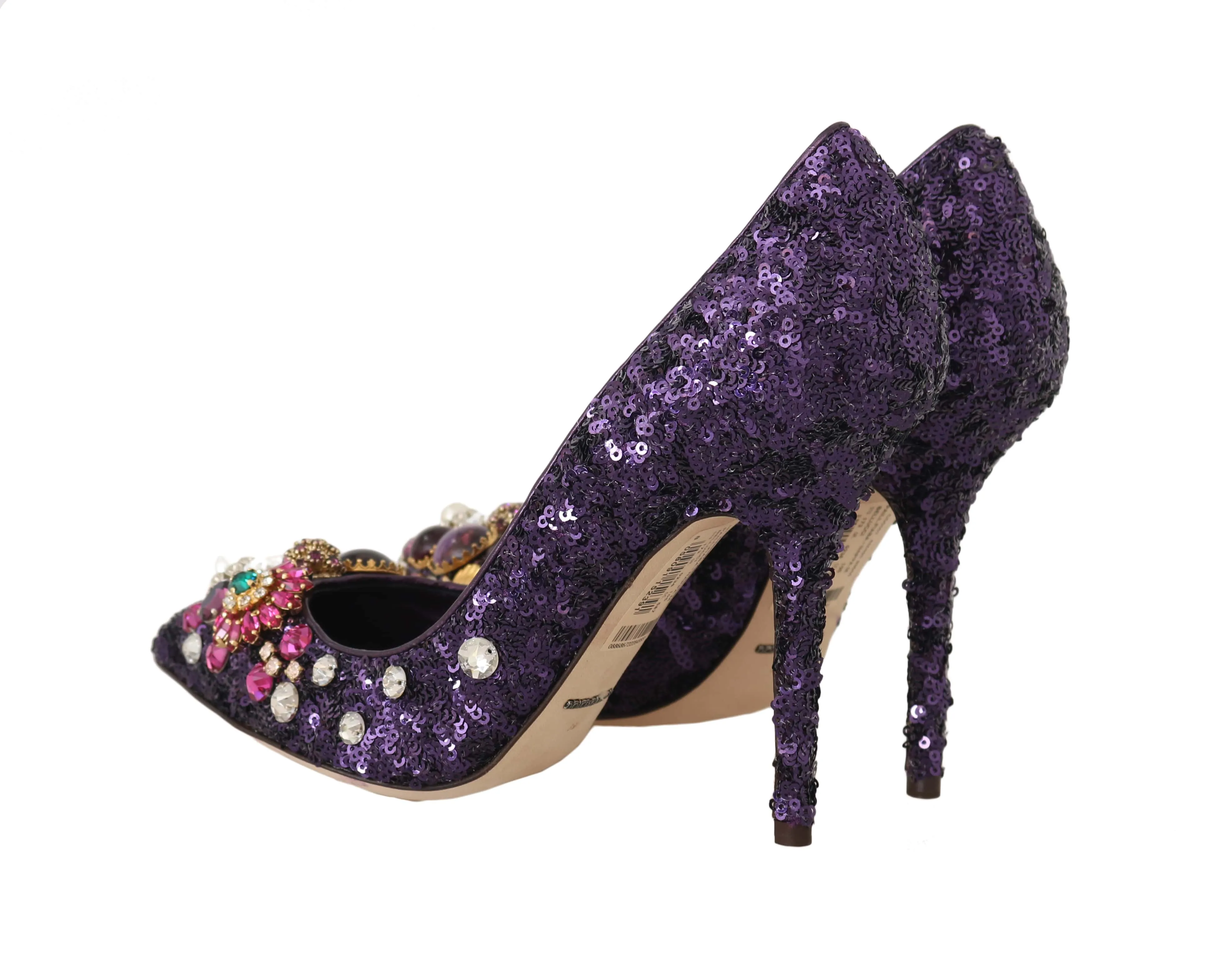 Purple Sequined Leather Crystal