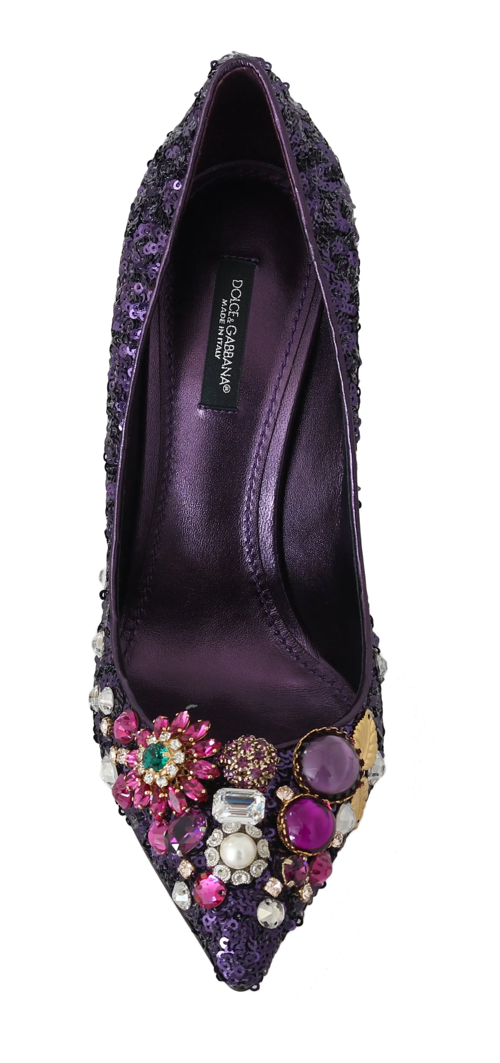 Purple Sequined Leather Crystal