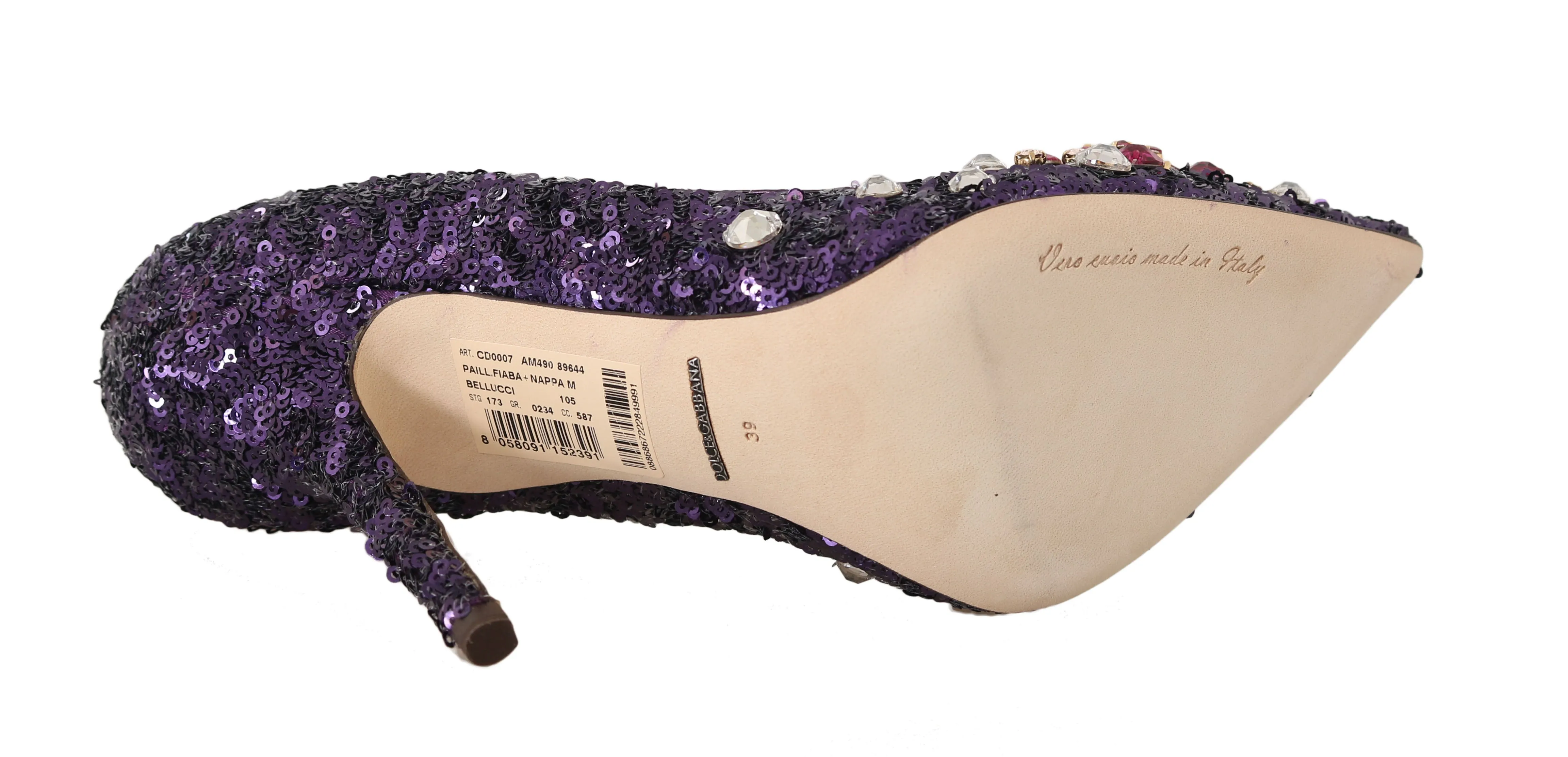 Purple Sequined Leather Crystal