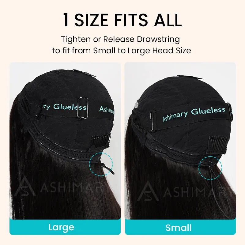 Put On and Go Ash Blonde Highlight Yaki Straight 3x1 Minimalist Lace Bob Wig With Bangs