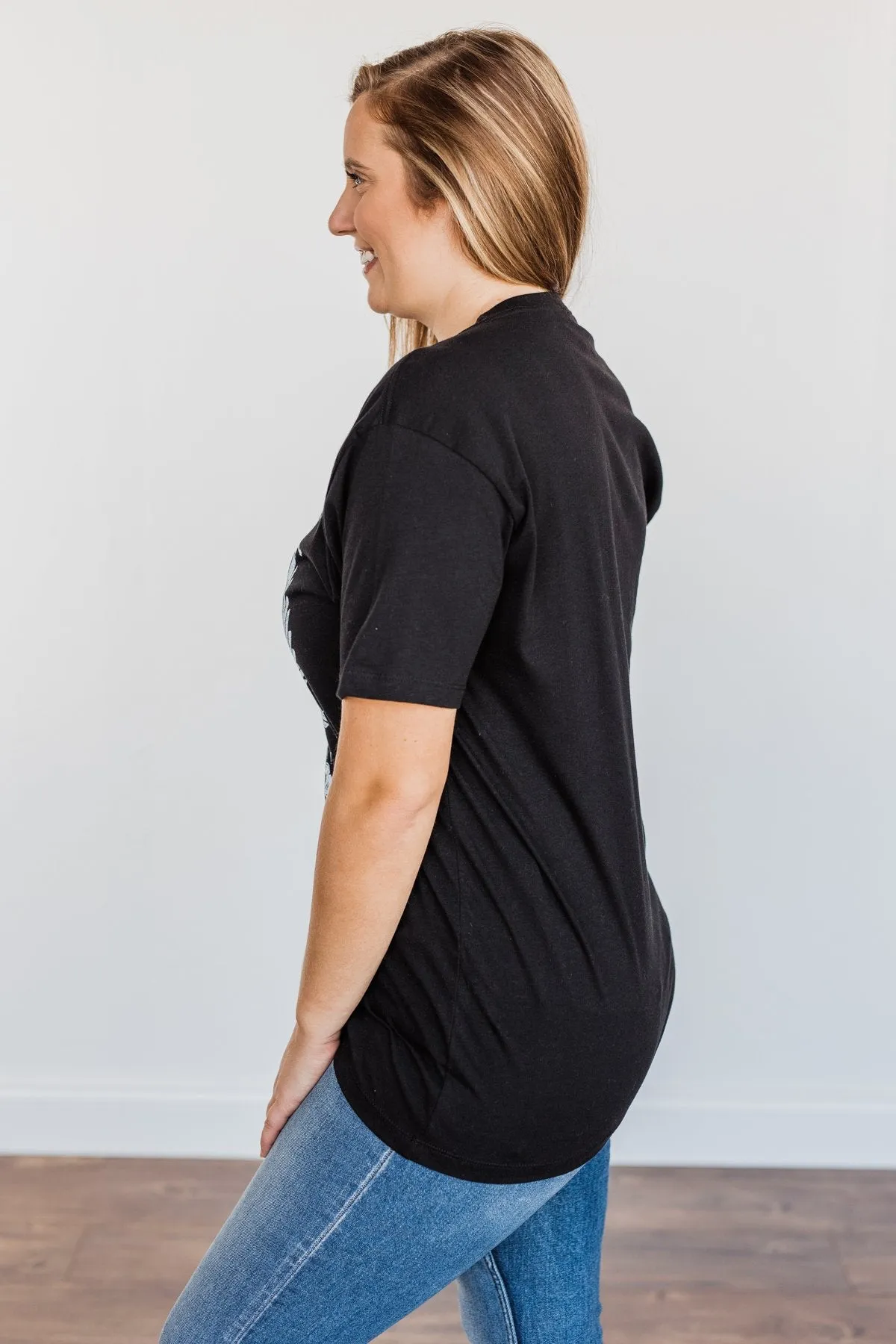 "Free Spirit, Wild At Heart" Graphic Tee- Black