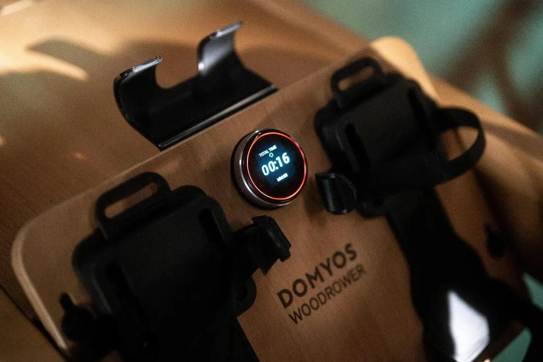 Rameur Domyos Woodrower 3 en 1, pliant, auto-alimenté, connecté et garanti 5 ans