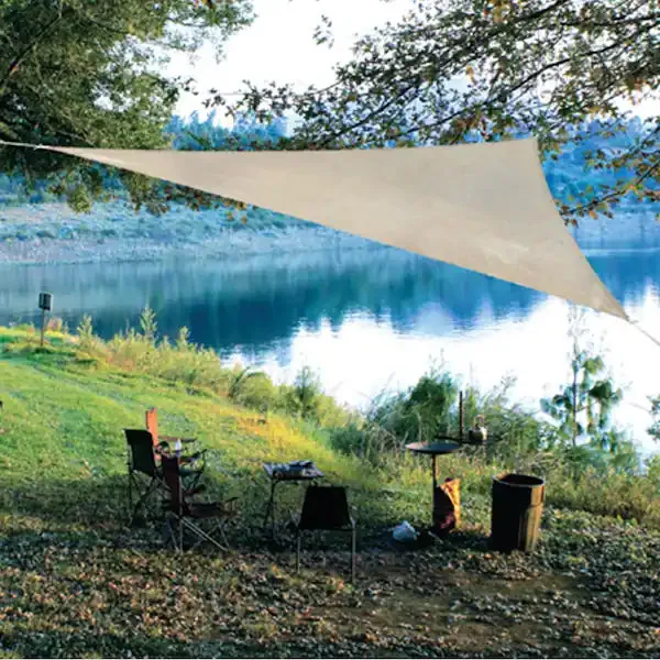 Ready-to-Hang Shade Sail, Triangle Sail with 90% UV Blocking, (16.5 ft x 16.5 ft), Pebble