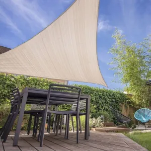 Ready-to-Hang Shade Sail, Triangle Sail with 90% UV Blocking, (16.5 ft x 16.5 ft), Pebble