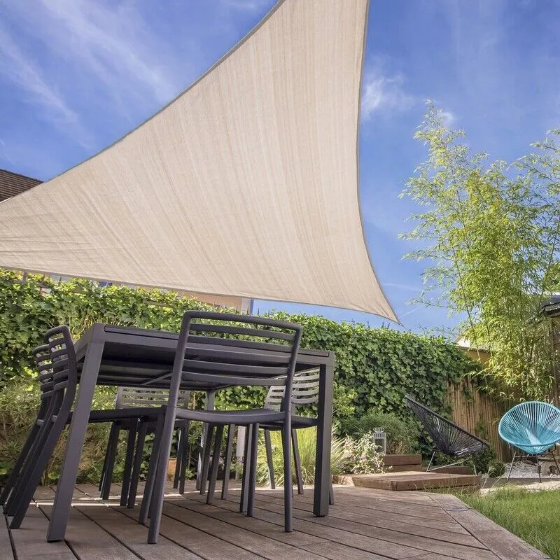 Ready-to-Hang Shade Sail, Triangle Sail with 90% UV Blocking, (16.5 ft x 16.5 ft), Pebble