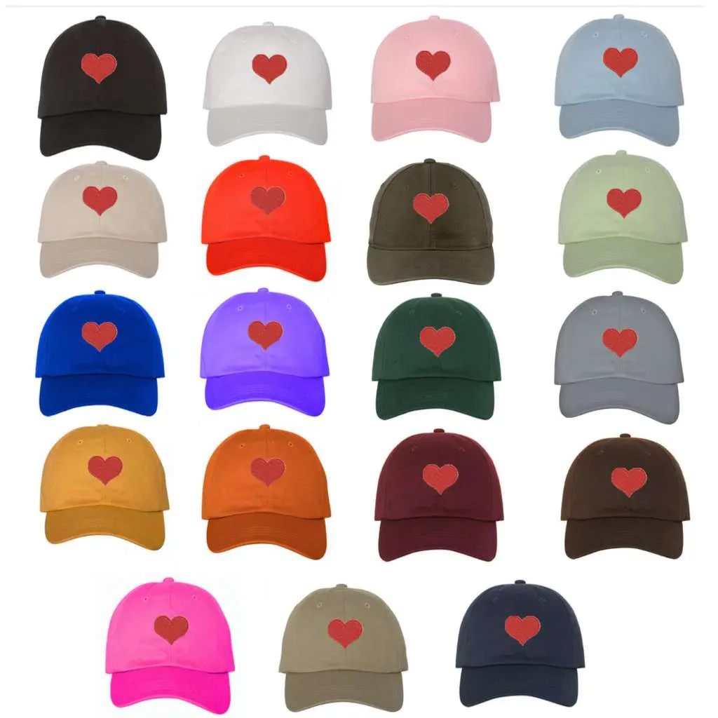 Red Heart Embroidered Baseball Cap – Chic Statement Hat–