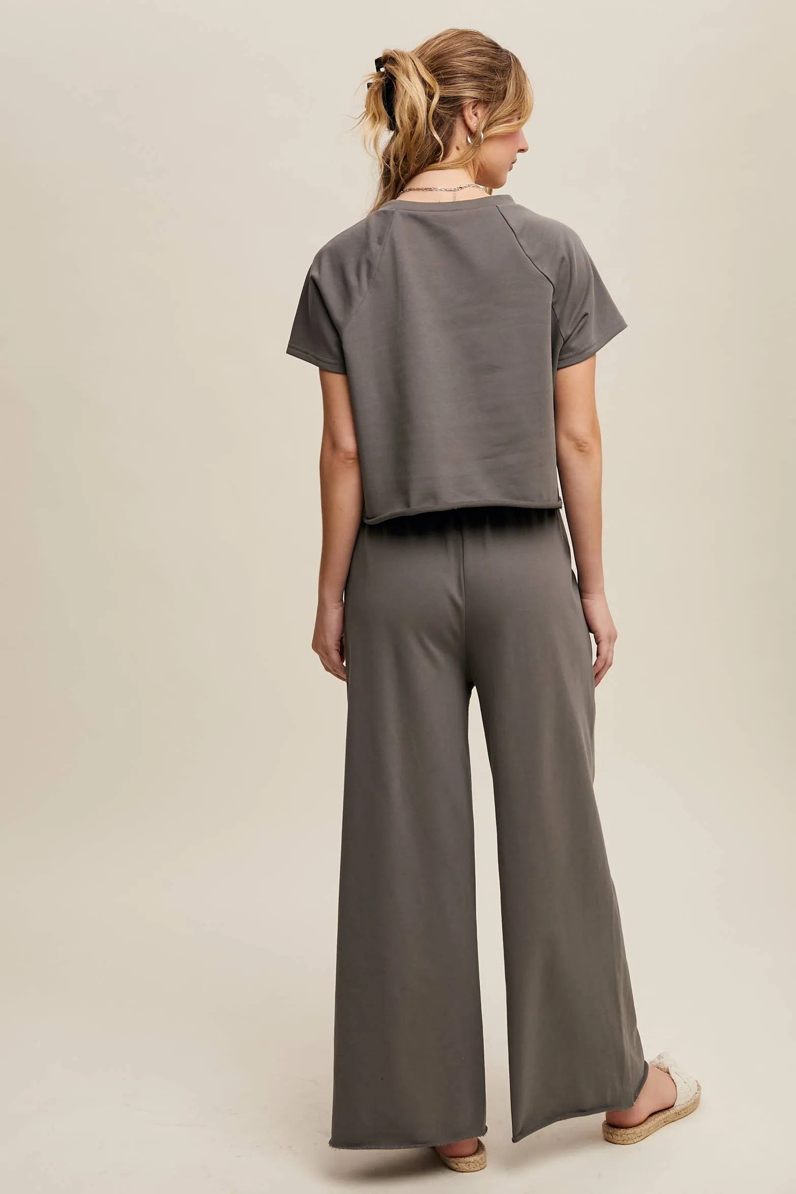 Relaxed Fit Top and Wide Leg Pants Lounge Set