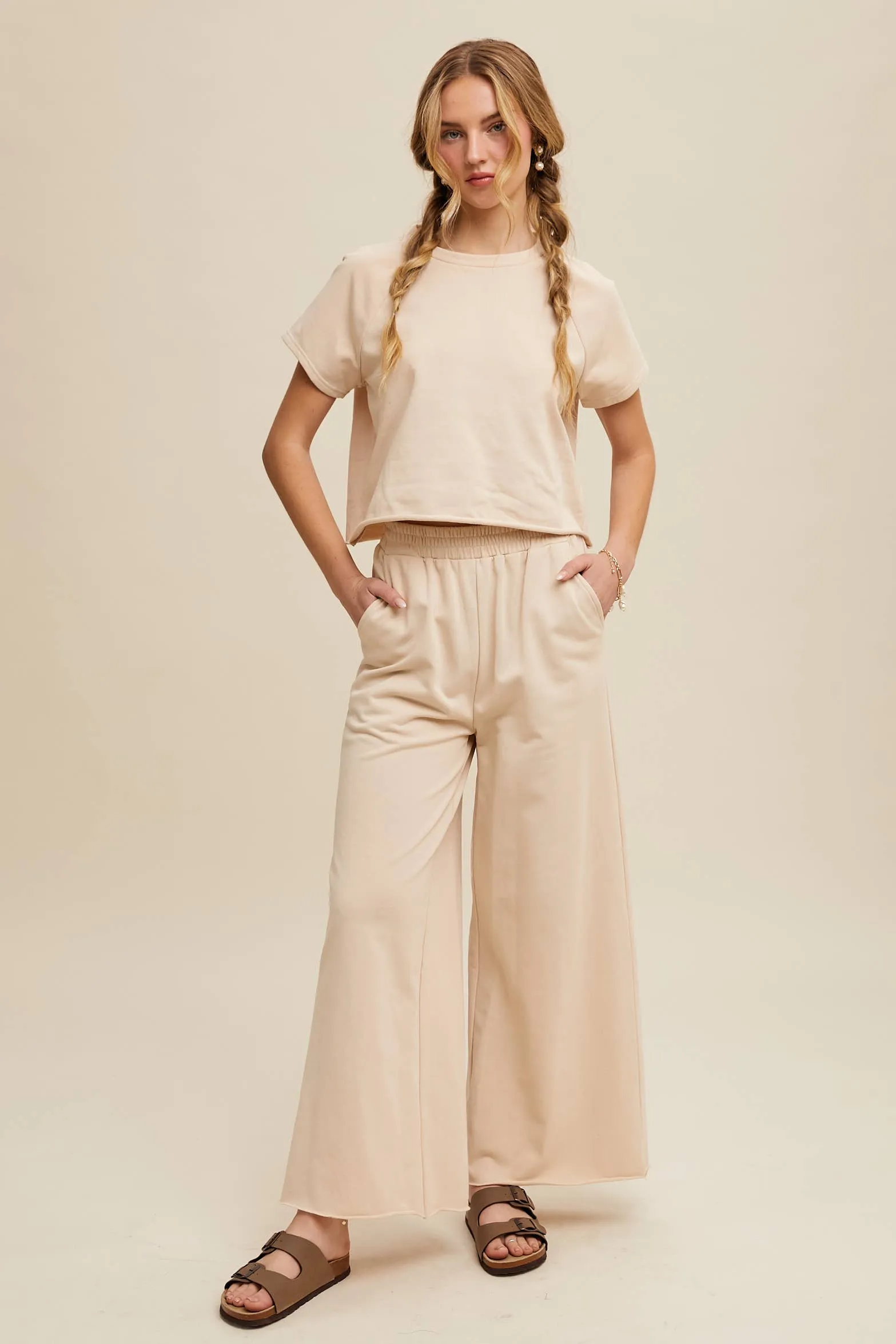Relaxed Fit Top and Wide Leg Pants Lounge Set
