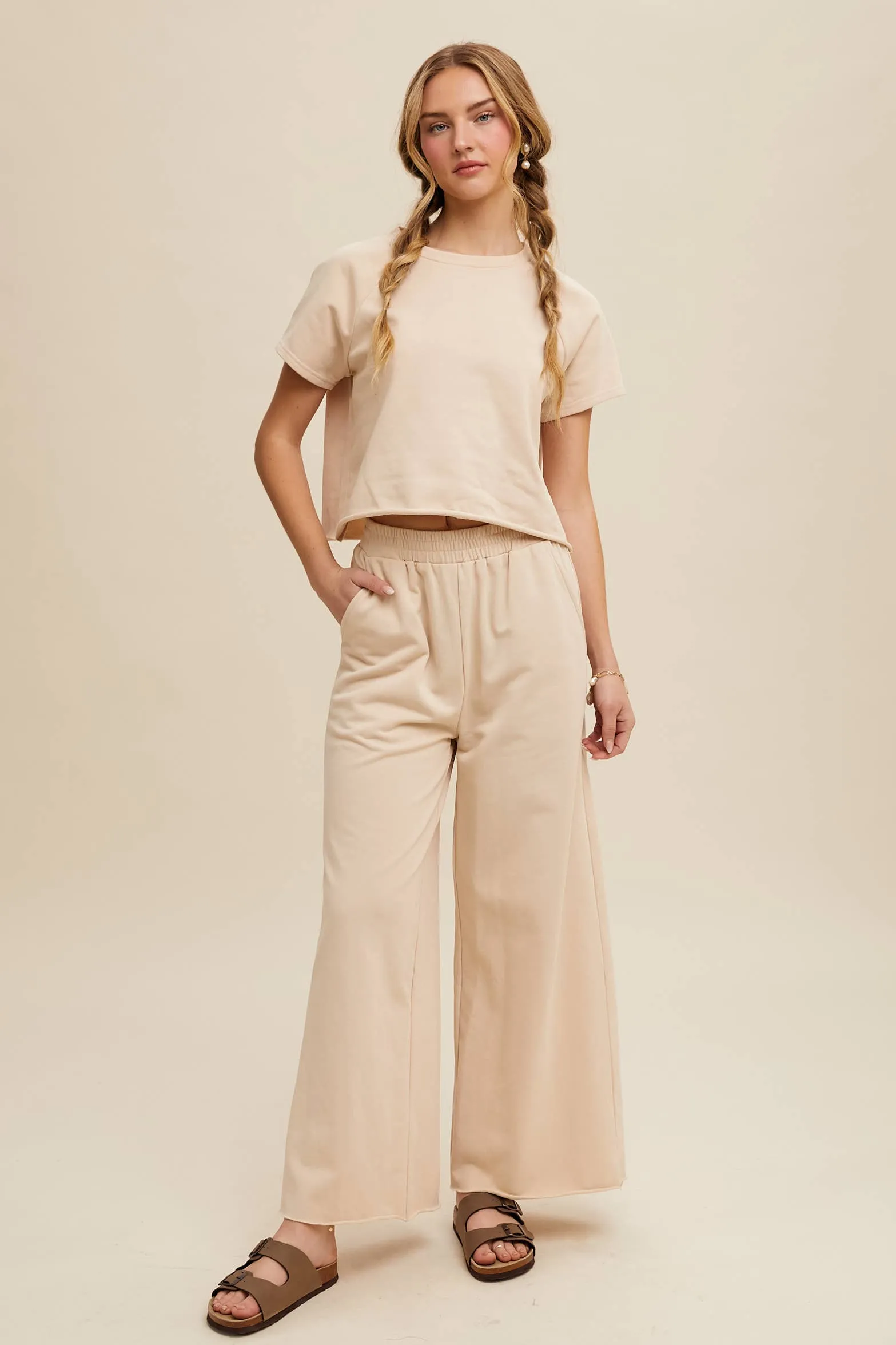 Relaxed Fit Top and Wide Leg Pants Lounge Set