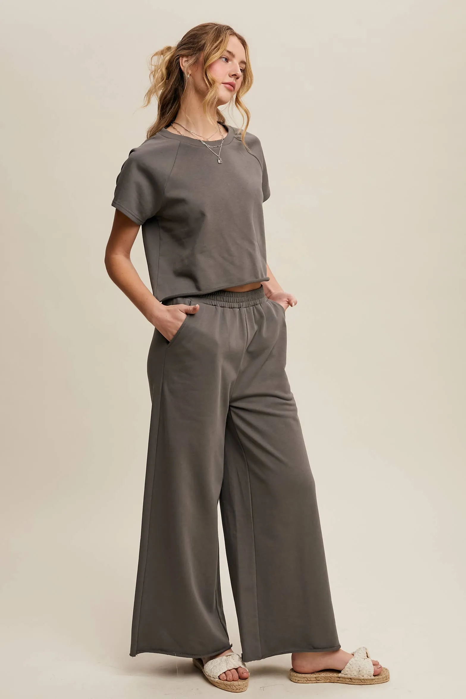 Relaxed Fit Top and Wide Leg Pants Lounge Set