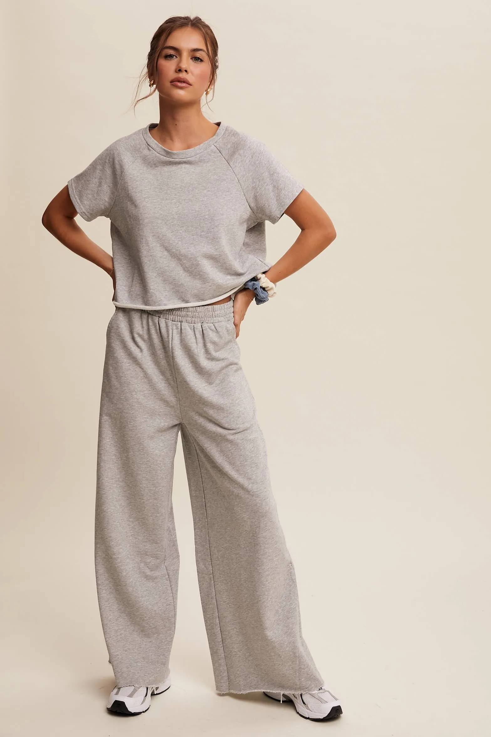 Relaxed Fit Top and Wide Leg Pants Lounge Set