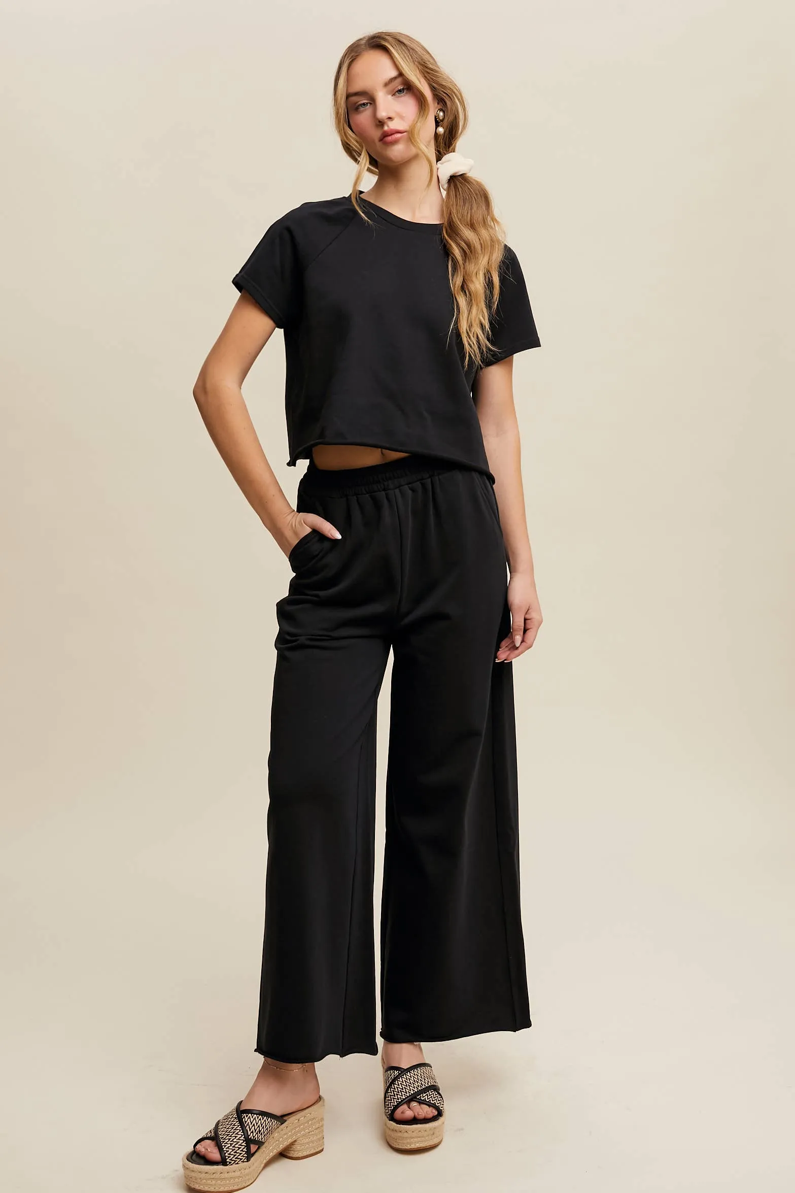 Relaxed Fit Top and Wide Leg Pants Lounge Set
