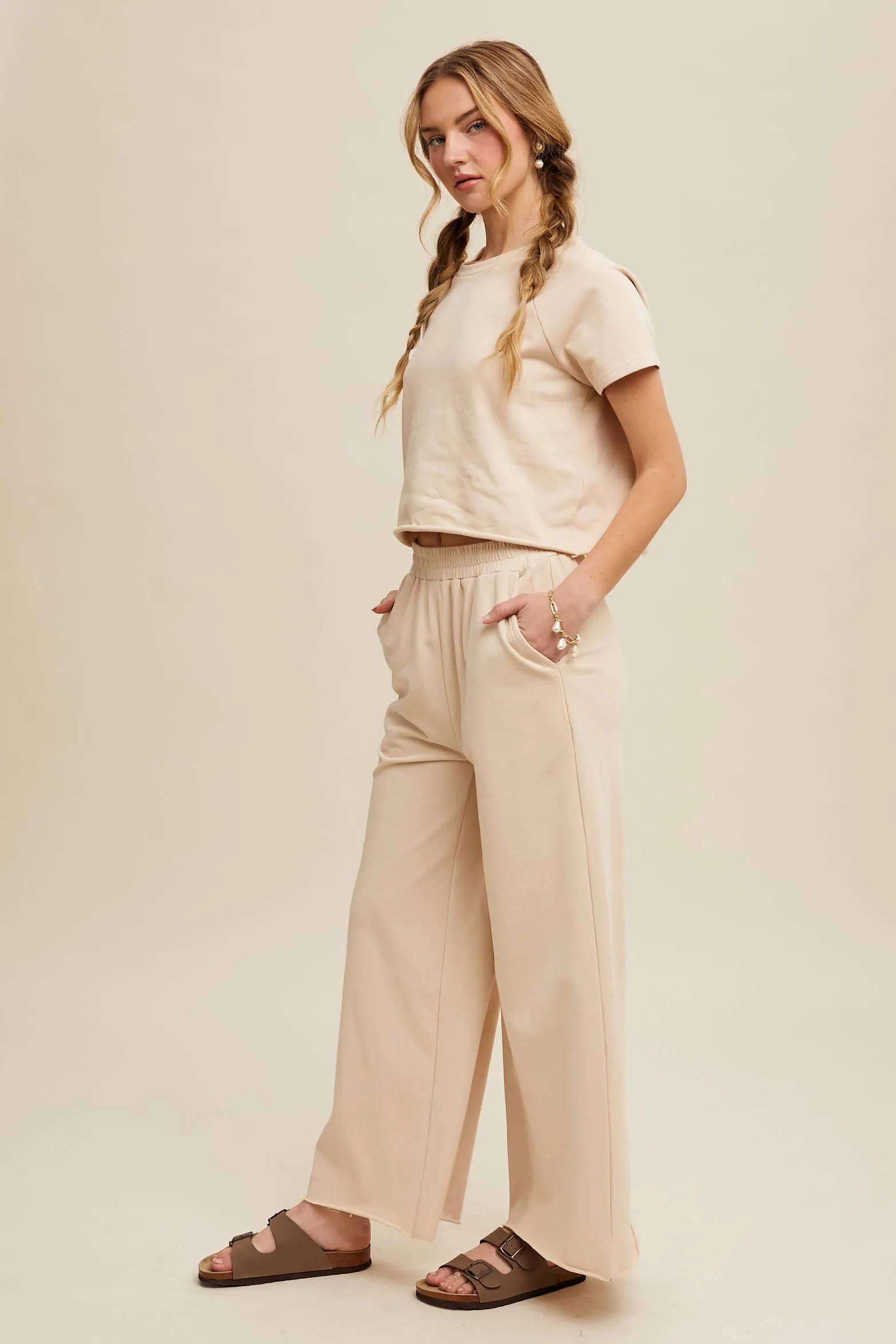 Relaxed Fit Top and Wide Leg Pants Lounge Set
