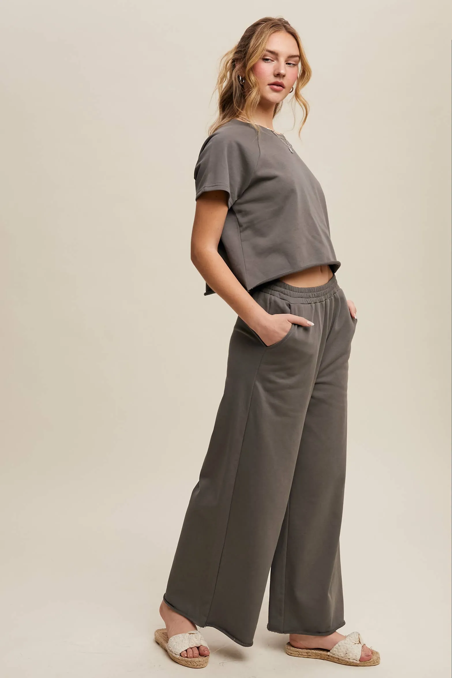 Relaxed Fit Top and Wide Leg Pants Lounge Set