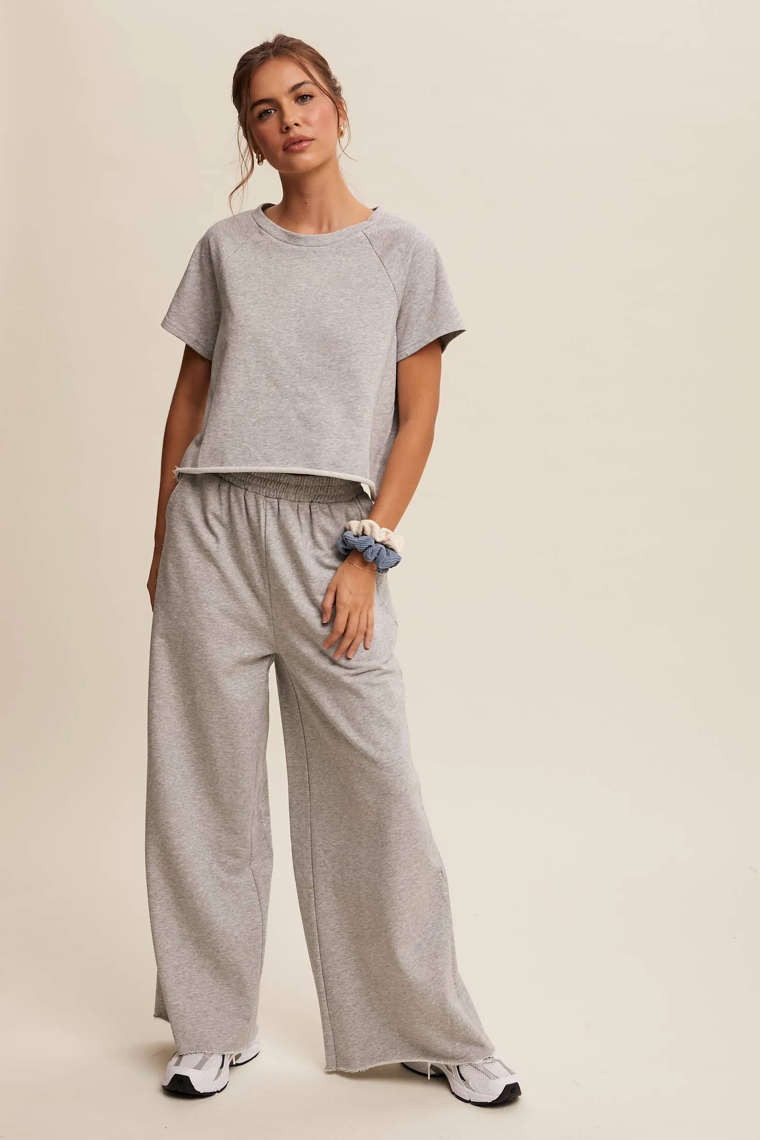 Relaxed Fit Top and Wide Leg Pants Lounge Set