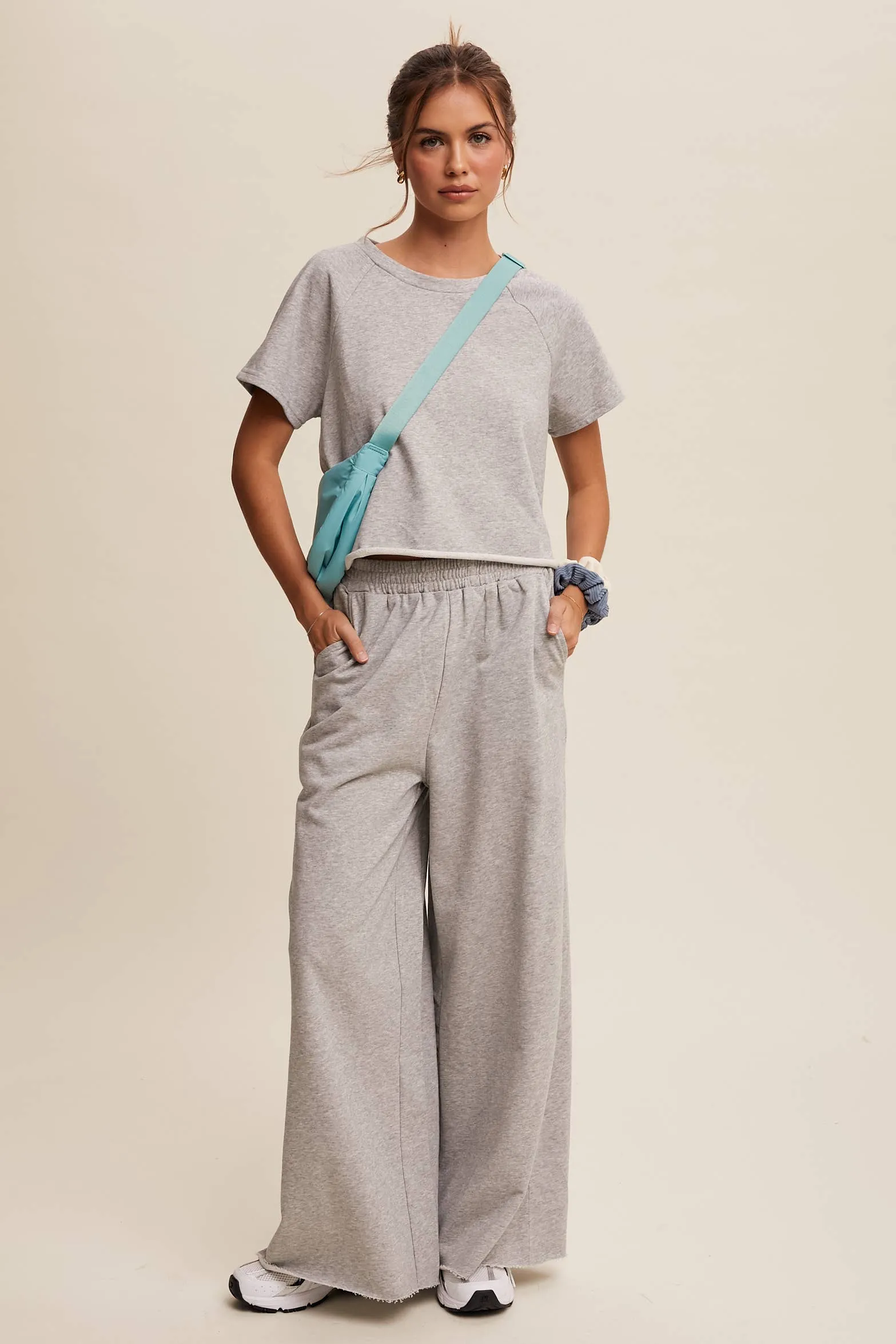 Relaxed Fit Top and Wide Leg Pants Lounge Set