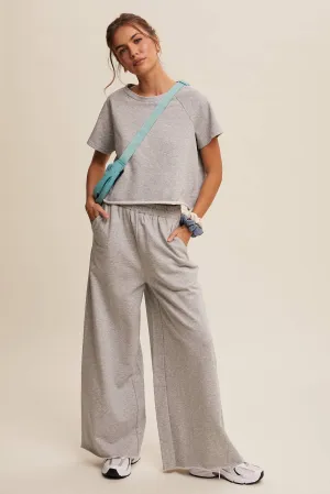 Relaxed Fit Top and Wide Leg Pants Lounge Set