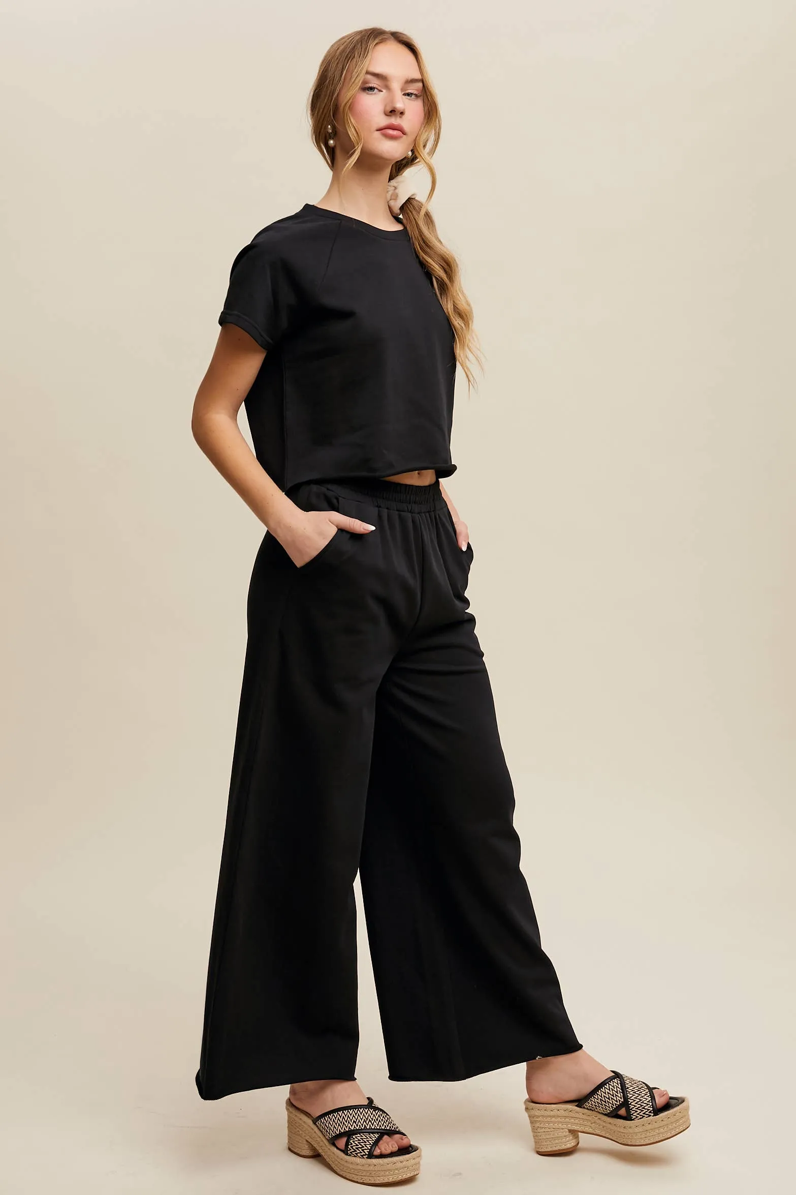 Relaxed Fit Top and Wide Leg Pants Lounge Set