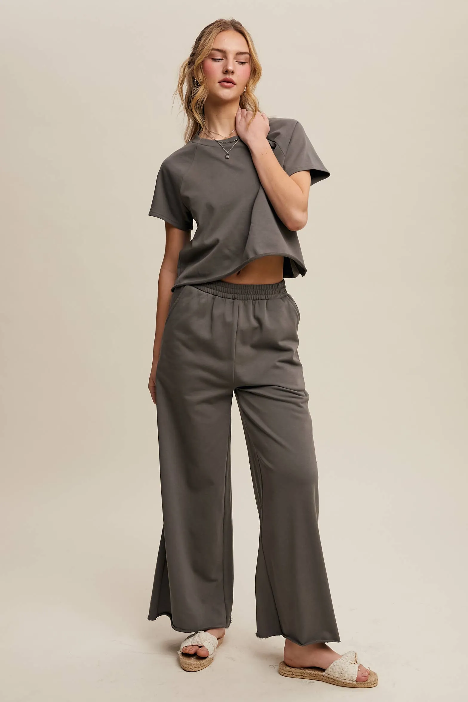 Relaxed Fit Top and Wide Leg Pants Lounge Set