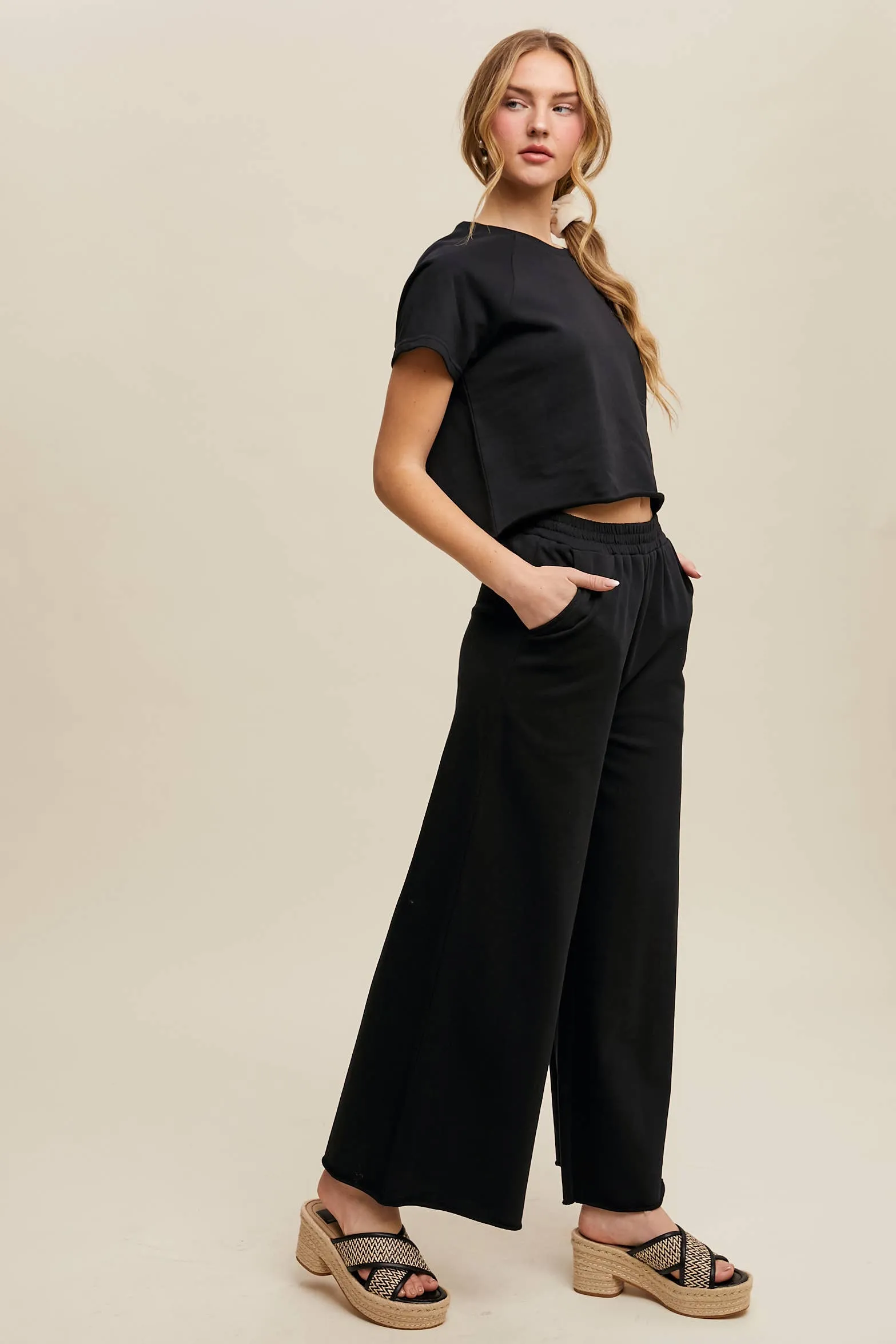 Relaxed Fit Top and Wide Leg Pants Lounge Set