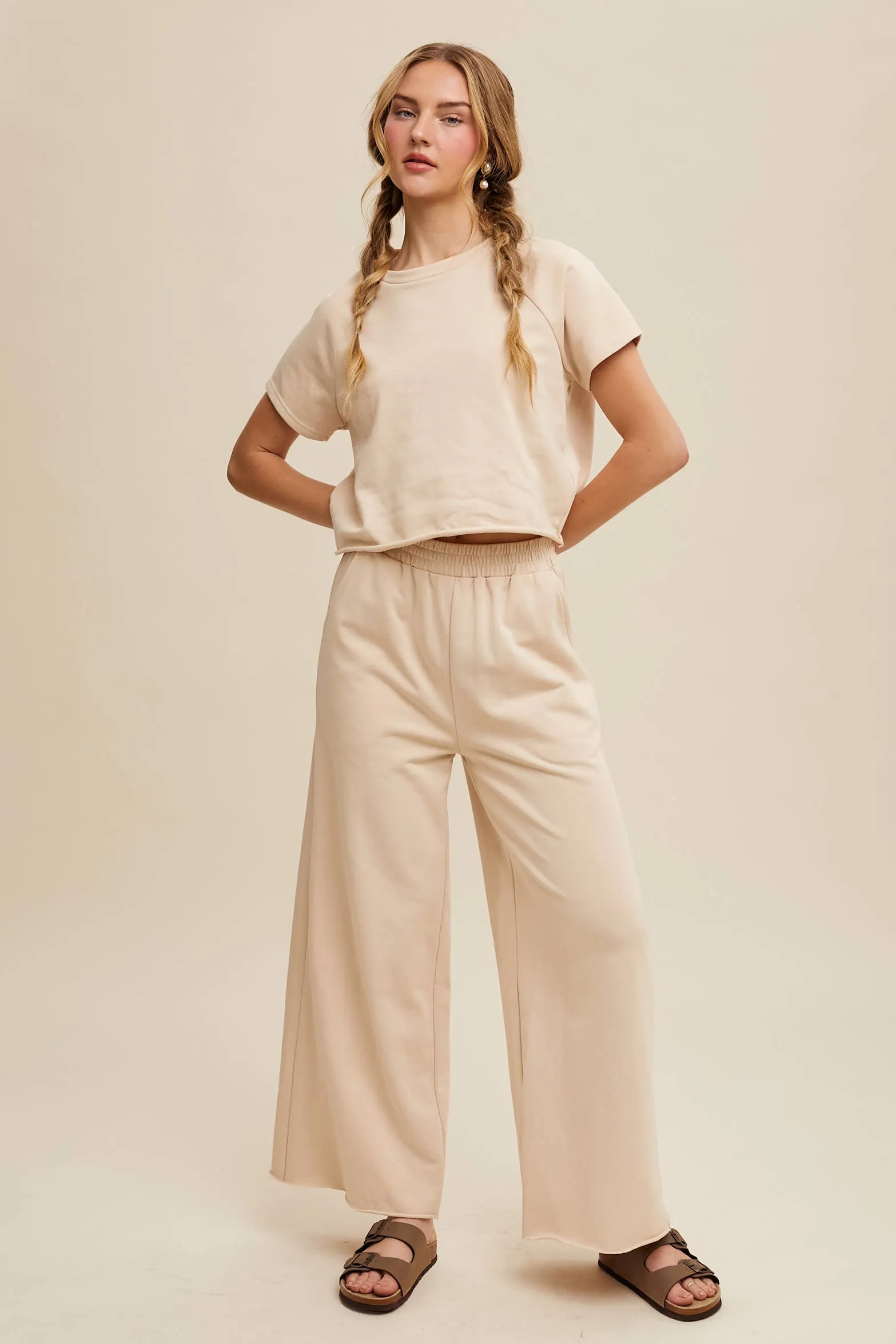 Relaxed Fit Top and Wide Leg Pants Lounge Set