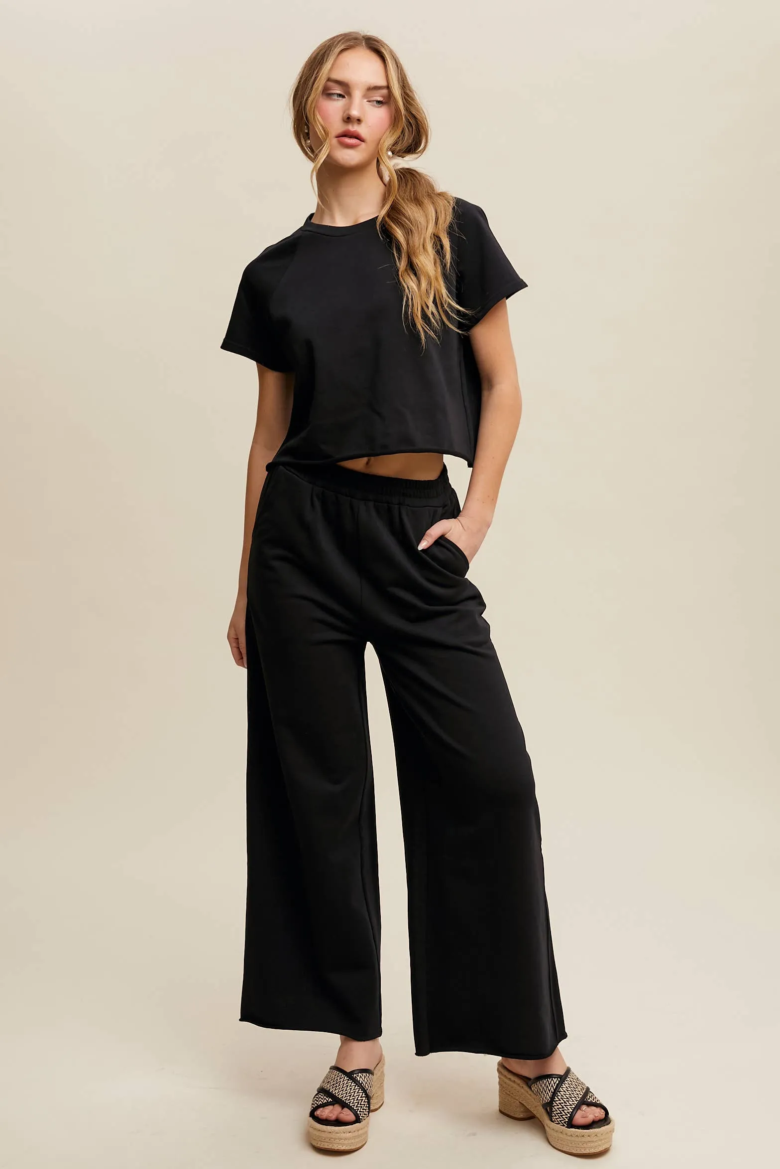 Relaxed Fit Top and Wide Leg Pants Lounge Set