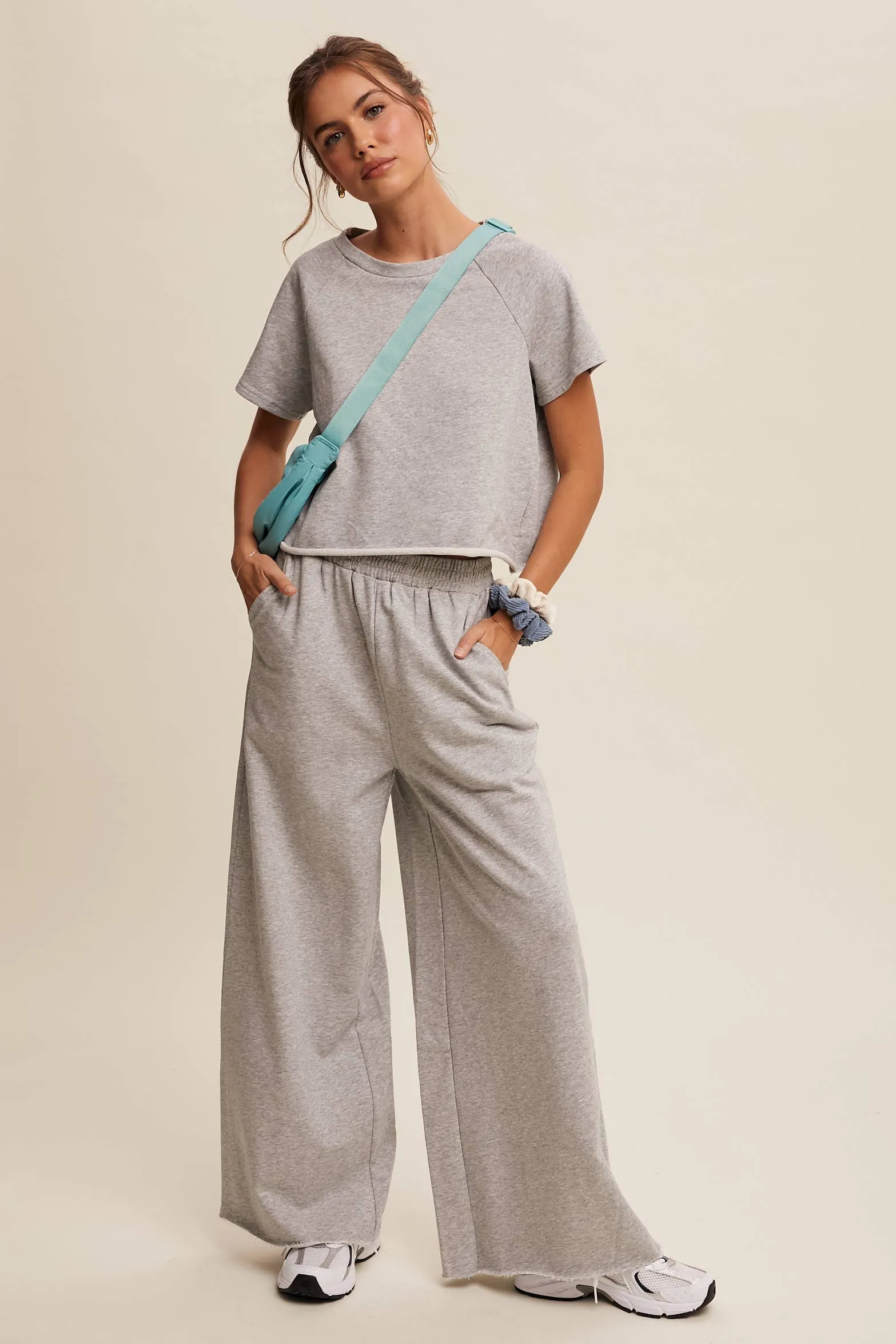Relaxed Fit Top and Wide Leg Pants Lounge Set