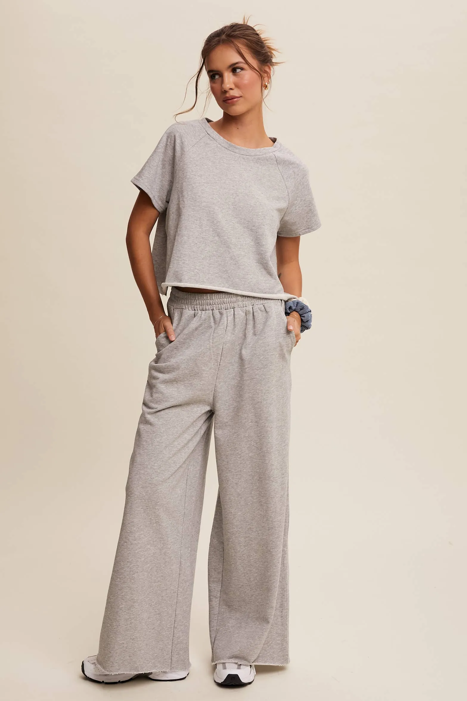 Relaxed Fit Top and Wide Leg Pants Lounge Set
