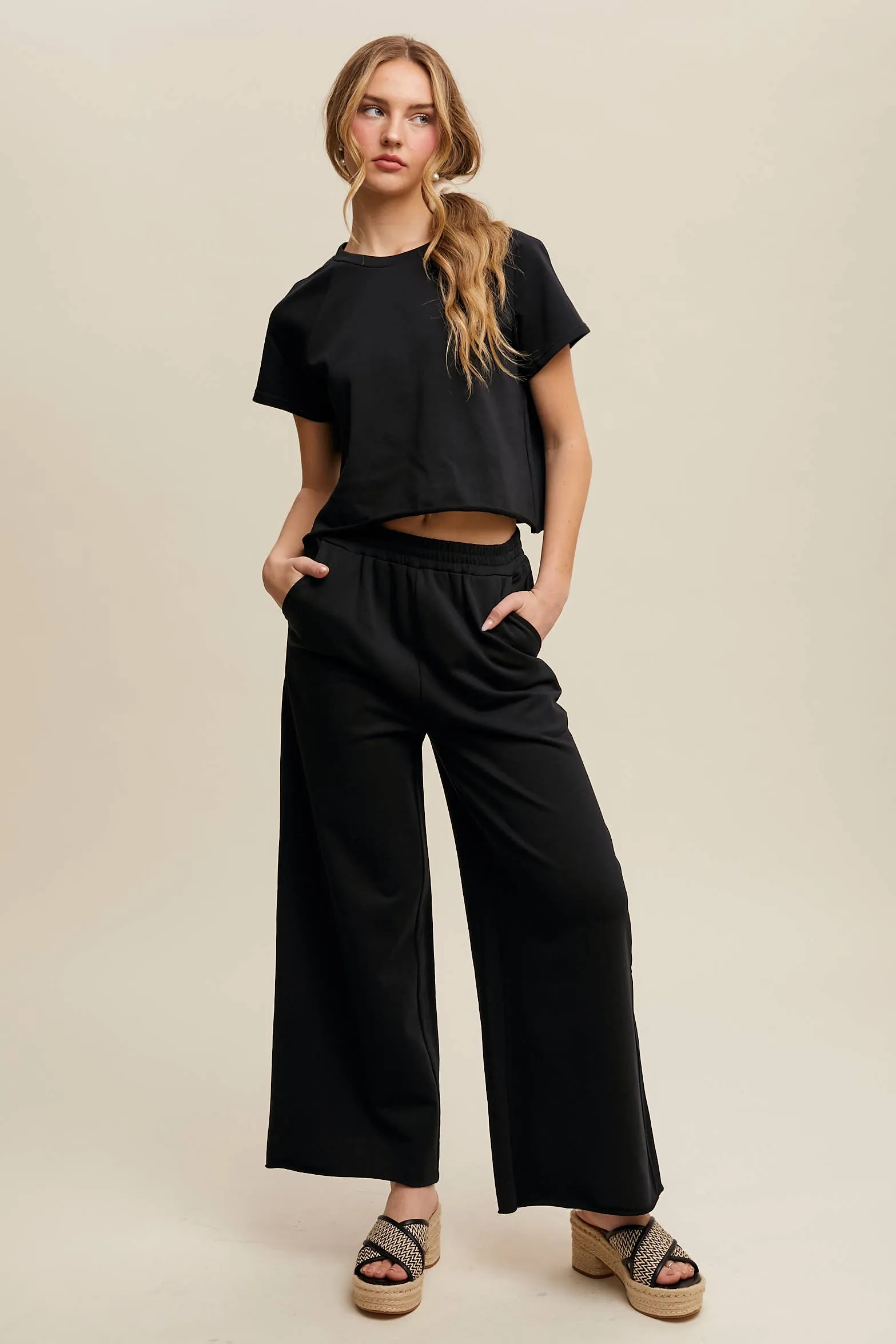 Relaxed Fit Top and Wide Leg Pants Lounge Set