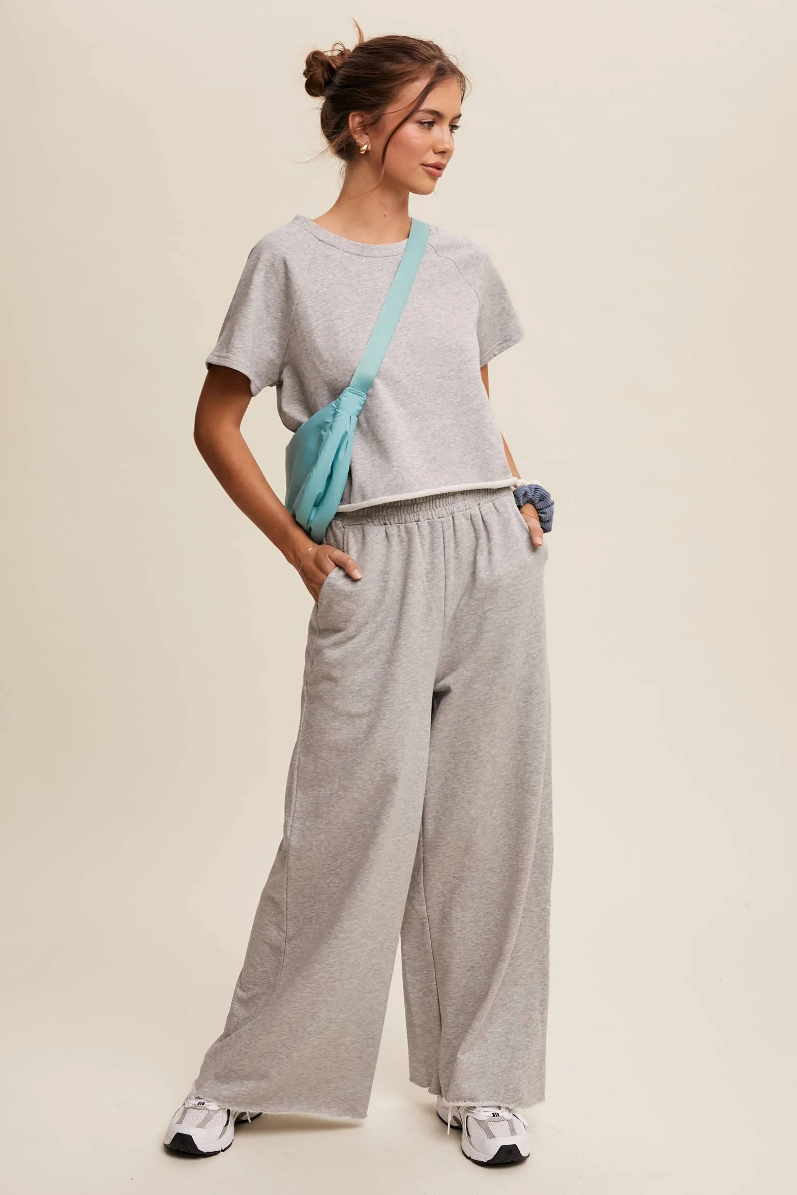 Relaxed Fit Top and Wide Leg Pants Lounge Set