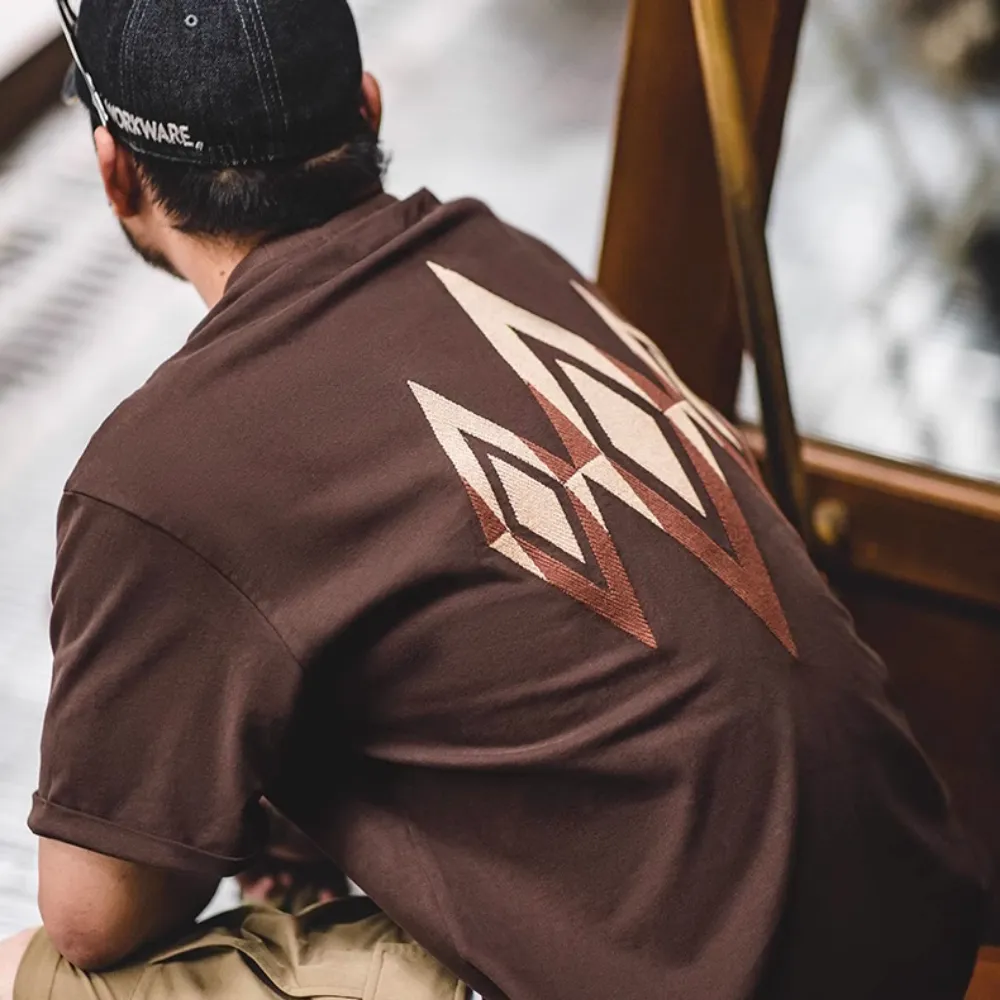 Retro Indian Element Embroidered Breathable T-Shirt
