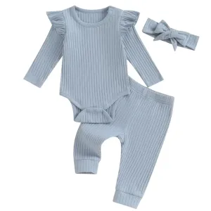 Ribbed Solid Ruffle - Blue