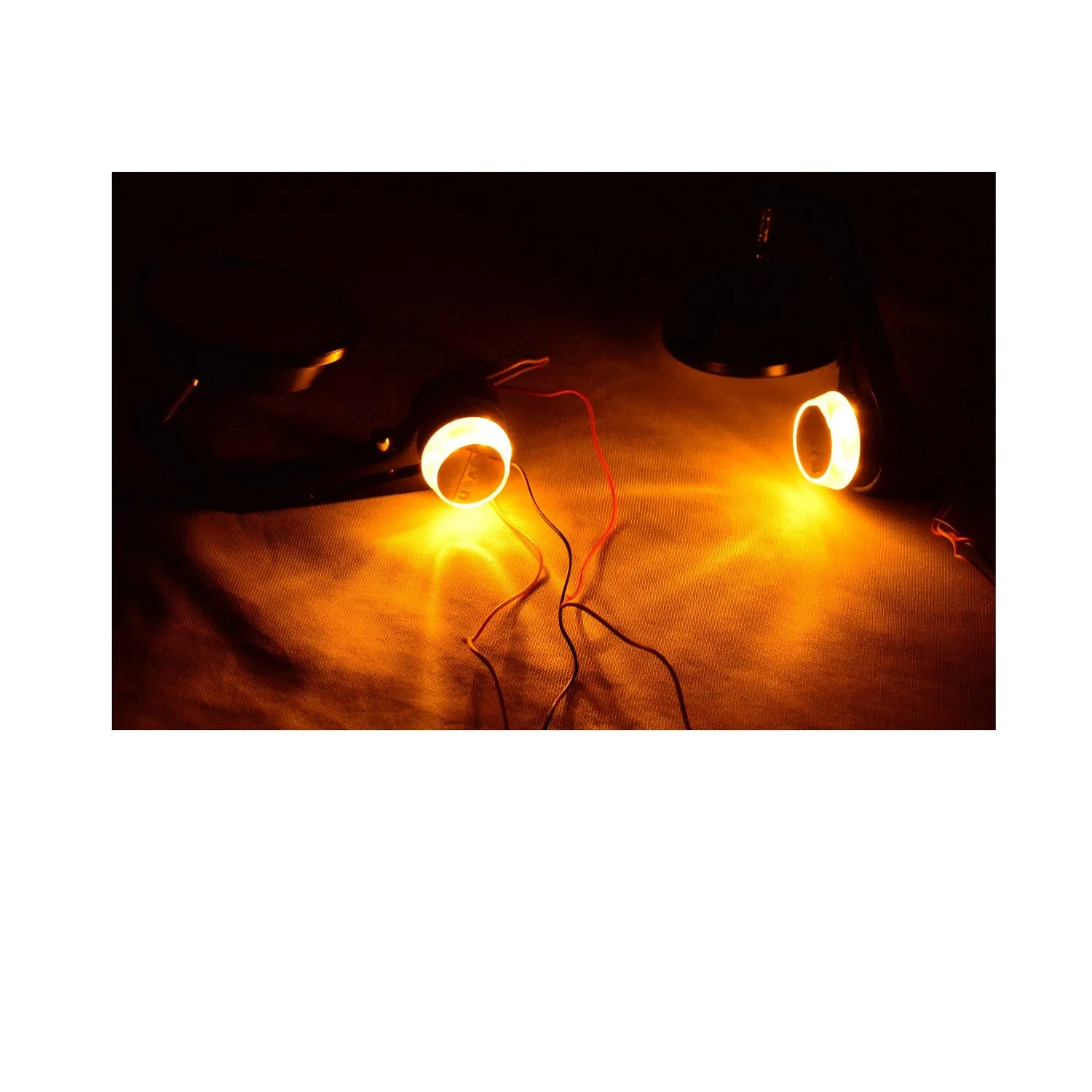 R.J.VON Bike Round Handlebar Mirror With LED Turn Signal LED Side Indicator Light  For - All Bike /Royal Enfield Bullet