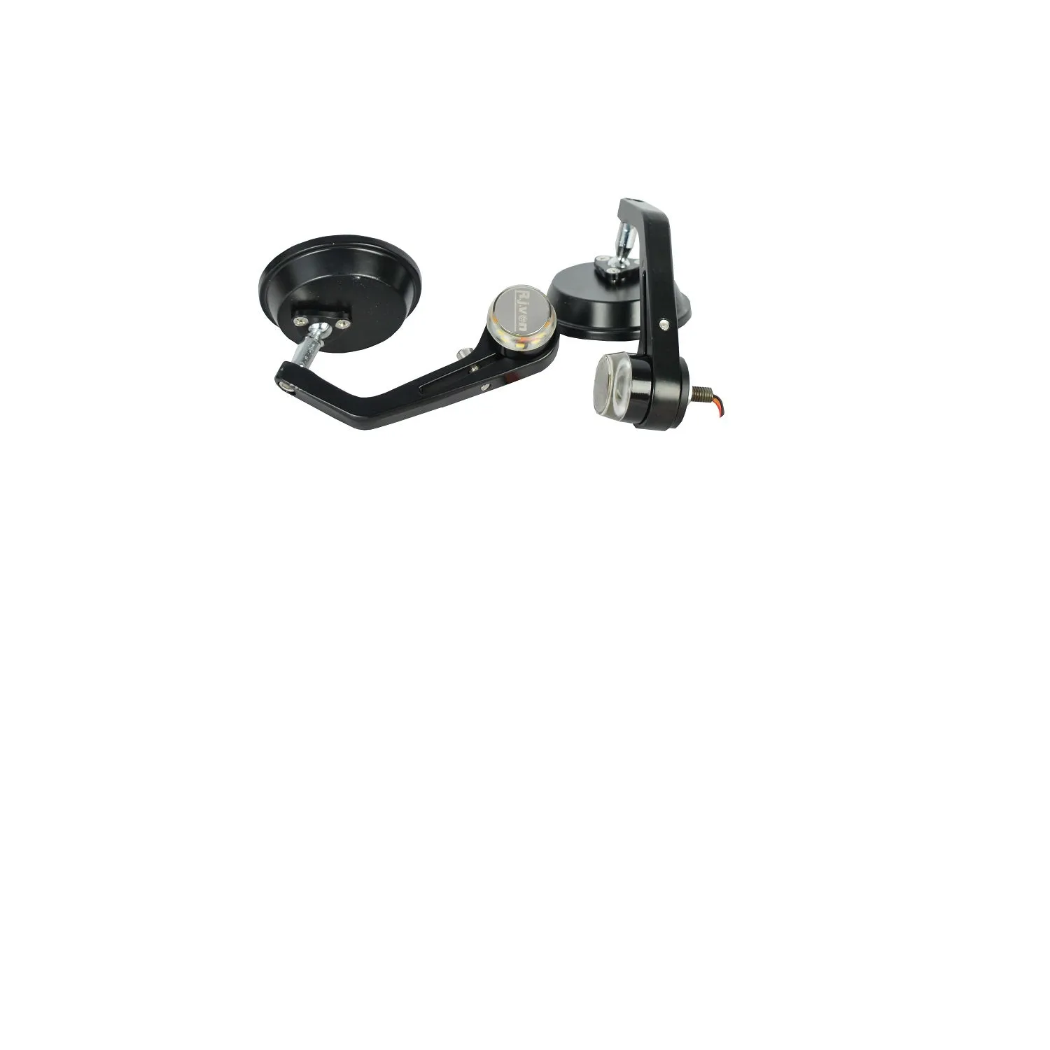 R.J.VON Bike Round Handlebar Mirror With LED Turn Signal LED Side Indicator Light  For - All Bike /Royal Enfield Bullet
