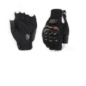 R.J.VON Biker Motorcycle Riding &Touring Hand Gloves Half Finger (Black)