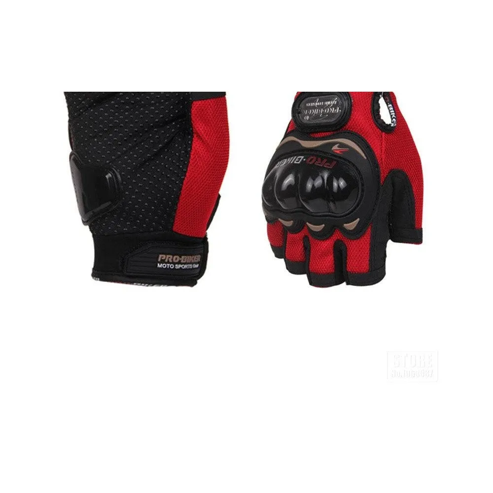 R.J.VON Biker Motorcycle Riding &Touring Hand Gloves Half Finger (RED)