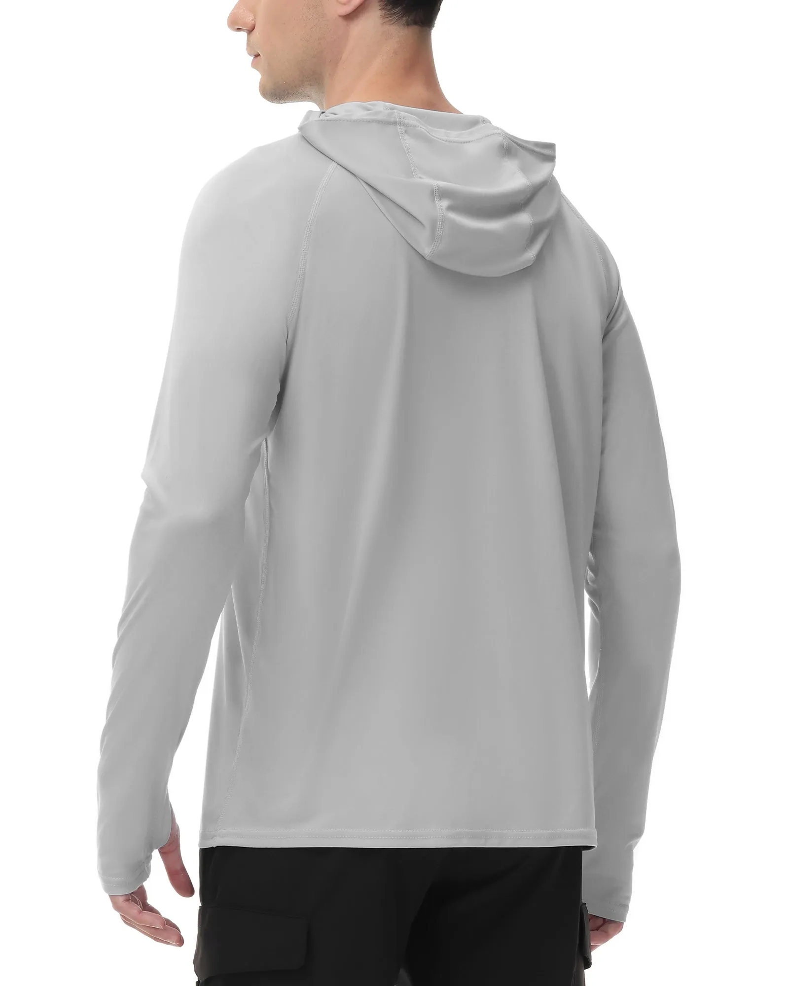 Roadbox Men's Sun Protection Hoodie Fishing Rash Guard Shirts with Secure Zip Pockets Lightweight Long Sleeve UV Shirt for Outdoor Workout, Running, Fishing, Hiking