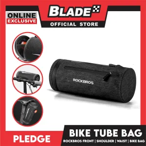 Rockbros Bike Tube Bag (Black) Bike Handlebar Bag, Bike Front Frame Storage Bag, Commuter Shoulder Bag, Waterproof Bag Pouch Multifunctional